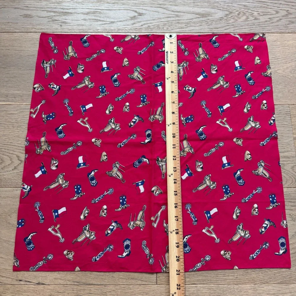 Hobby Lobby Red Western Bandana Texas Flag Cowboy Boot Saddle Cotton Scarf